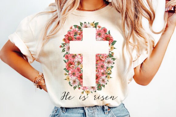 Floral Christian Easter Cross