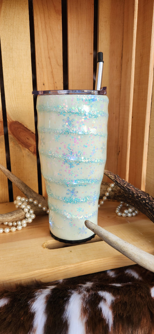30oz Epoxy Lighted Snowflake Tumbler